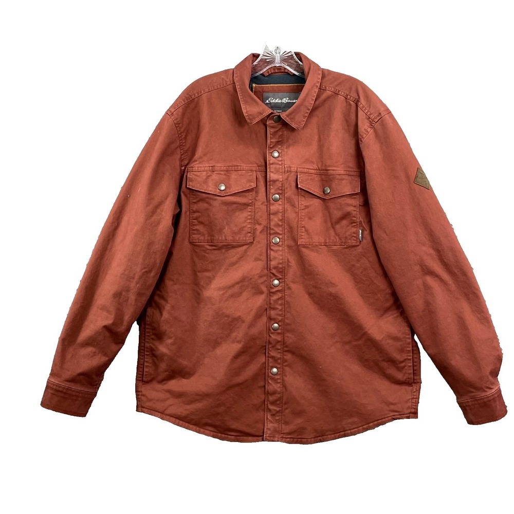 Eddie Bauer Shirt Jacket Mens Large Fleece Lined Outdoor Workwear Hiking Camping